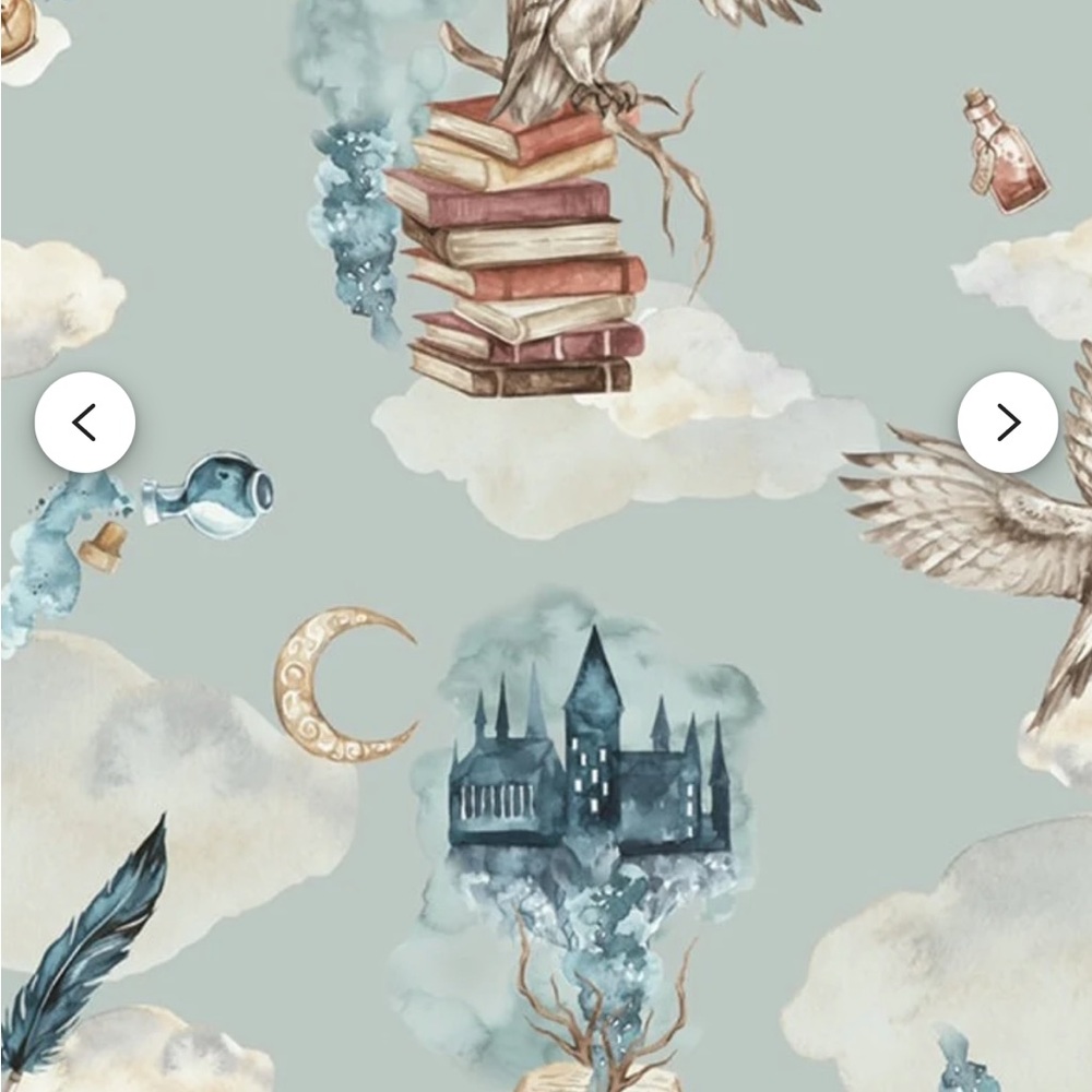 Harry Potter Mystical Owl and Castle baby bassinet sheet in Blue and Brown